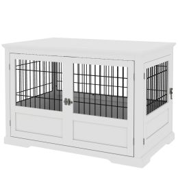 43" Outdoor Dog Kennels for Large Dogs with 3 Doors, Dog Kennel Indoor with Removable Tray, White