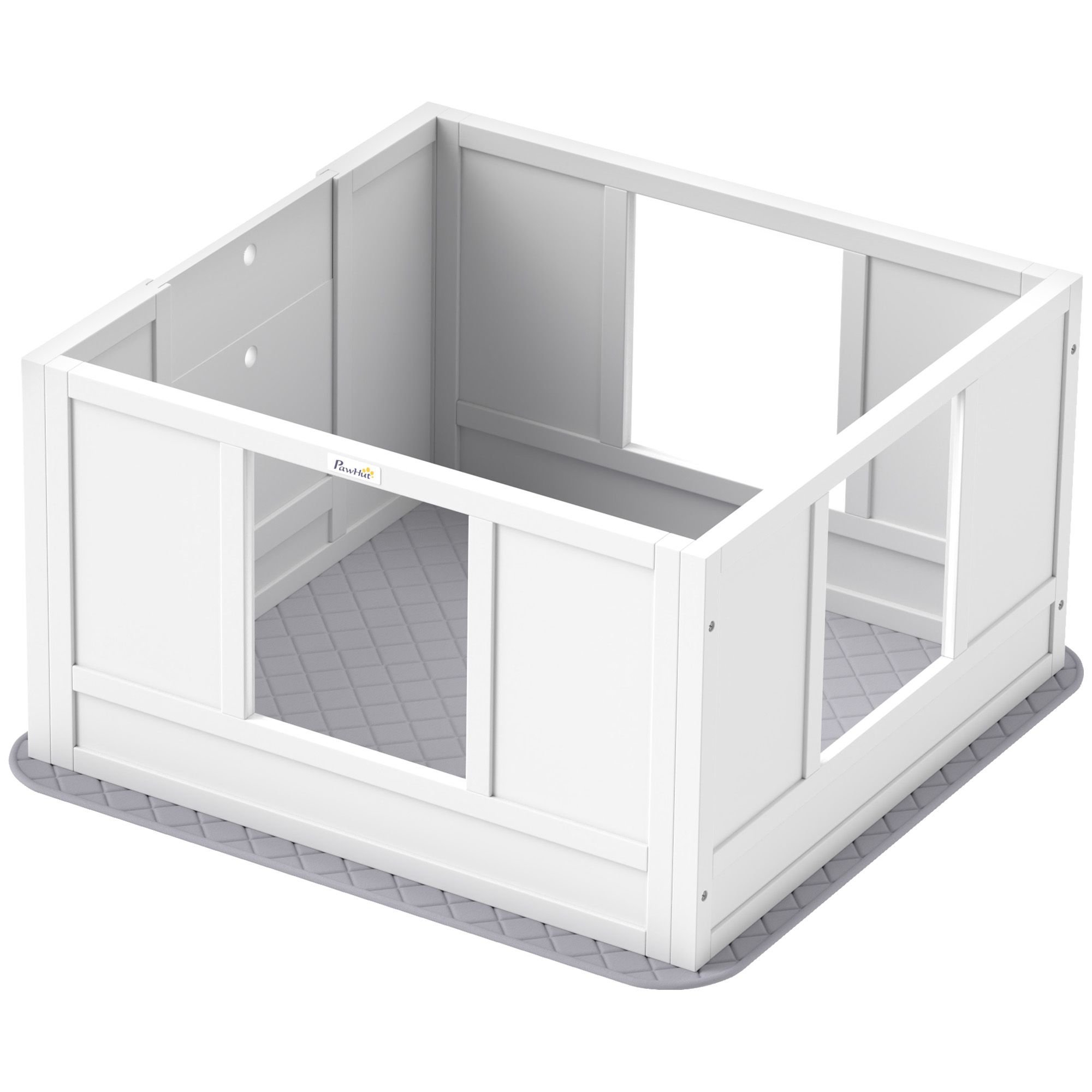 33" Whelping Box for Dogs, Puppy Whelping Pen with Adjustable Entrance & Non-slip Foot Pads, for Small Dogs, White