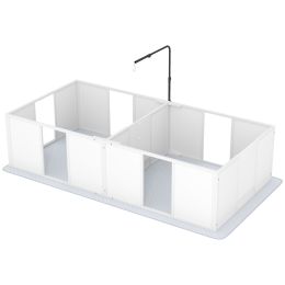 Whelping Box for Dogs w/ Retractable Light Stand, Waterproof Pee Pad & Adjustable Height Door for Medium Breed Dogs