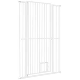 59" Extra Tall Pet Gate, 30"-41" Dog Gate with Cat Door, 1.4" Narrow Gap, 2.8" and 5.5" Extension, for Doorway, Hallway