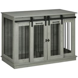 Multifunctional Large Dog Crate Gray End Table Divider Stylish Furniture Dogs
