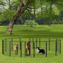 Dog Playpen, 40 Inch 16 Panels Puppy Playpen, Dog Exercise Pen for Large/Medium/Small Dogs, Foldable Dog Pen with Doors for RV, Camping, Yard
