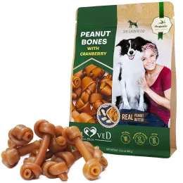 Dog Peanut Butter Bones with Cranberry Rawhide Free Chew Treats Pet Natural Mini & Big Organic Snacks Healthy Collagen & Bulk Best Chews for Smal (Option: Beloved Pets)