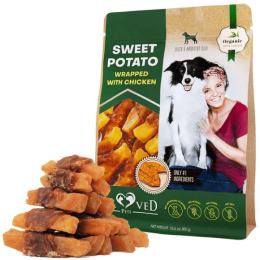 Dog Sweet Potato Wrapped with Chicken Pet Natural Chew Treats Grain Free Organic Meat Human Grade Dried Snacks in Bulk for Training for Small & L (Option: 1PC)