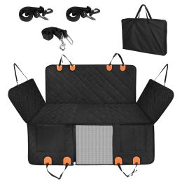 1Pc Dog Car Seat Cover For Back Seat Waterproof Oxford Cloth Seat Cover Hammock Non-Slip Scratchproof Back Seat Extender With Side Flap Mesh Wind (Option: Black)