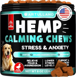 Hemp Calming Chews for Dogs Dog Anxiety Relief Treats with Hemp Oil Turmeric Valerian Ginger Health and Wellness Supplements for Dogs Hip and Joi (Option: 1pcs)