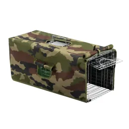 32in Live Animal Trap Cage With Cover, Humane Animal Rescue Outdoor Cage For Armadillos Cats Groundhogs Muskrats, Opossums Raccoons Skunks, Silve (Option: Defaulttitle)
