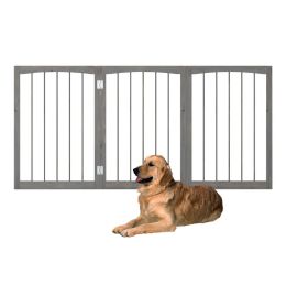 Wooden Pet Fence for Cats Small and Medium Dogs (Color: gray, Type: Pet supplies)