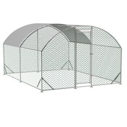 Large Chicken Coop Metal Chicken Run with Waterproof and Anti-UV Cover (size: 10 x 13 ft.)