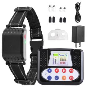 1Set 990FT Range Dog Wireless Fence Remote Training Collar IPX6 Waterproof Receiver With 0-9 Levels Beep Vibration Shock Mode 4 Channels Recharge (Option: System)